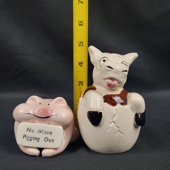Pig & Cow Salt & Pepper Shakers "No More Pigging Out" Novelty VNTG  READ - Picture 11 of 12